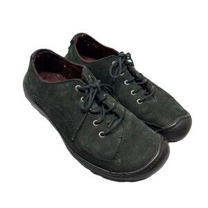 Keen Sterling City Lace-Up Casual Walking Shoes Black Leather 1007699 Size 7